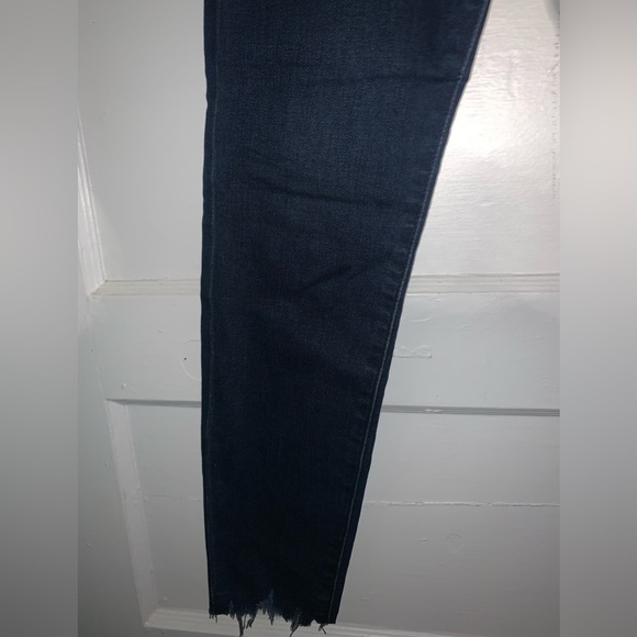 Express high waisted dark wash ripped raw hem super soft skinny jeans size 6S - Picture 5 of 11